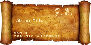 Fábián Milos névjegykártya