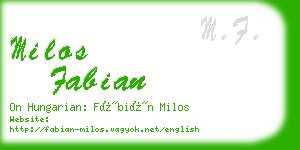 milos fabian business card